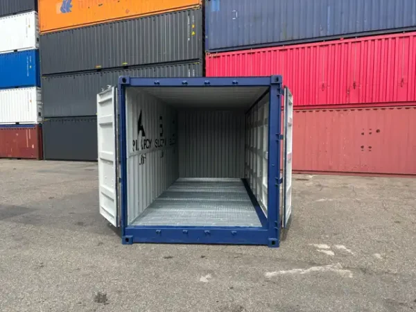 20OD200220RAL5013.webp 20-Fuß-Container mit offener Seite und Auffangwanne