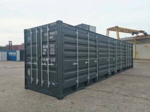 40ft-high-cube-open-side-shipping-container-new-grey-corner-right.jpg 40 Fuß Neu High-Cube Seitentür-Container