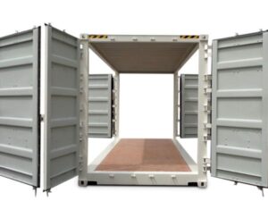 7-0-LoeWE-Gabelstapler-HLS-2000-Display 20 Fuß Standard Side Door Container ALL Sides Open